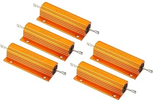 PATIKIL 100W 40 Ohm Resistore in Alluminio Involucro, 5pz Alluminio Alloggiamento Resistenza Alloggiamento Filo Avvolto Resistori Vite Tocca Potenza Resistenza, Oro