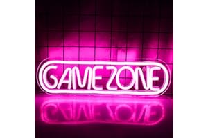 WANXING Game Zone Neon Signs Gamer LED Neon Light Gaming Zone Neon Sign pour décoration de salle de jeu Zone de jeu Man Cave Pub Cadeau pour adolescents amis (Rose)