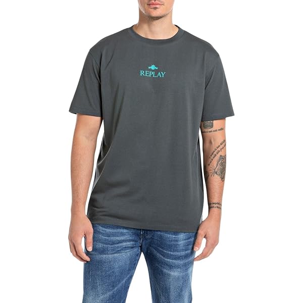 Replay Herren T-Shirt Aus Baumwolle – Kurzarm, Rundhals, Mit Markenprint, Lockere Passform