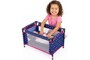 Kinderplay Puppenreisebett – Faltbares Puppenbett mit Tasche & Bettwäsche – Für Puppen bis 46 cm – Kompatibel mit Baby Born & Baby Annabell – Waschbar, leicht, Netzseiten