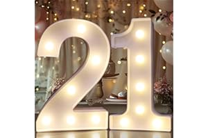ROMULI Decorative LED Light Up Numbers, 21st Birthday Decoration for Her Him, Marquee Number 21 Sign for Party Backdrop Wall Decor 21st Wedding Anniversary, 21 Birthday Centerpieces Table Decor, Number 21