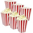 Al FAKHAMA Popcorn Greaseproof Paper Boxes, Popcorn Bags Reusable Popcorn Bucket Popcorn Favor Boxes for Movie Night, Party, Birthday (5" inch Tall x 3" inch Assorted Bright Designs) - 1 Dozen