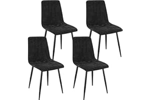 ANVOFONG Set di 4 Sedie da Pranzo,Sedia da Cucina Con Piedi In Metallo Nero,Sedie Imbottite Con Tessuto di Lino,Sedia da Camera da Letto,Sedia da Salotto,Sedia da Soggiorno,Sedie Moderne-Nero