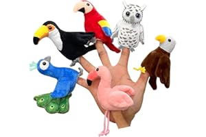 JUSTQUNSEEN 6pcs Bird Finger Puppets Set, Cute Animal Finger Puppet for Role-Playing Mini Hand Puppets Suitable for Kids,Bird Animal Puppets for Storytelling, Realistic Finger Puppet for Toddlers