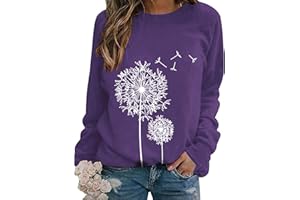 TOFOTL Sweat Femme Vintage Pas Cher Tee Shirt Manche Longue Femme Casual Col Rond Print Pulls Femme Marque Sport