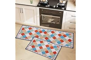 LY4U Kitchen Mat Sets Non slip Washable, Anti Fatigue Kitchen Rugs Runner Set of 2 for Home, Floor Mat, Decoration, Office, Standing Desk