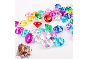 Yisscen Gemmes Coulorées 50 Pcs Diamant Acrylique Cristaux,Pierres Décoration de Diamants Cristal Artificiel Bijoux Gemmes,pour Tables Decorations,Vase,Anniversaire Mariage Strass Pierre Décoratif