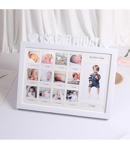 KeaBabies Mein Erstes Jahr Bilderrahmen - 12 Monate Baby Fotorahmen In Alpine White (33x20cm)