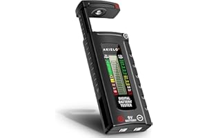 AKIELO+ Digital Battery Tester – Easy Read LCD Display – No Battery Required – Universal Household Battery Checker for Size AA AAA C D 9V 1.5 Cell