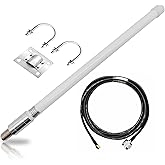 1090MHz 978MHz Dual Band ADS-B Antenna N-Type Female Outdoor 5dBi Fiberglass Antenna + 10ft N-Male to SMA-Male Extension Cabl
