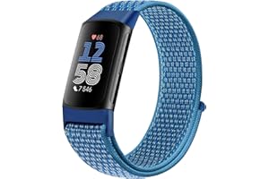 Runostrich Nylon Armband Kompatibel mit Fitbit Charge 6/Fitbit Charge 5 Armband Ersatzband Nylon Sport Loop Uhrenarmband für Fitbit Charge 6/Charge 5 Damen Herren
