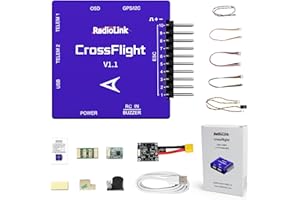 Radiolink Crossflight Flugregler Flight Controller Mini-Größe, OSD-Modul mit 10 PWM-Ausgang integriert, vibrationsdämpfender FC für Flugzeug/3-8 Multirotor/Heli/Auto/Boot/U-Boot usw.