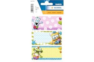 HERMA 5513 Lot de 9 étiquettes autocollantes pour livre Motif petits monstres 76 x 35 mm Pour l'école, les enfants, les filles, les garçons, Multicolore
