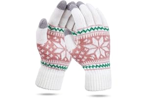 KQueenStar Direct Touch Screen Gloves Women - Ladies Winter Thermal Gloves Knitted Warm Snow Gloves for Women Ladies Outdoor Phone Running Texting