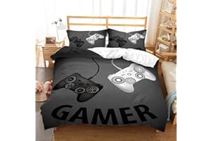 DELLIOP Juego de Ropa de Cama de 3 Piezas Gamer 3D con Cremallera, diseño NBA con 2 Fundas de Almohada de 50 x 75 cm, Juego de Ropa de Cama para niños, 140x200