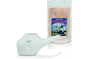 White Neti Pot and 1kg Himalayan Fine Salt by Amazing Health - Natural Nasal Flushing Kit, Helps Sinus Issues