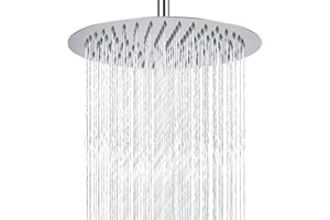 Markcco deszczownica 25 cm, okrągła, wysokociśnieniowa głowica prysznicowa ze stali nierdzewnej 304, wygodne doznania podczas kąpieli również przy niskim ciśnieniu wody, możliwość montażu na ścianie lub suficie (25 cm, chrom)