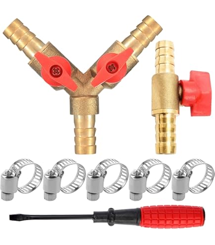 Connettore per tubo a 3 vie, splitter, ottone e lega di zinco, 10 mm, valvola a sfera, connettore per tubo flessibile a T per falegnameria aria acqua gas