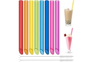 COKEESUN 16 cannucce Bubble Tea, riutilizzabili, cannucce colorate spesse con 2 spazzole per la pulizia per diverse bevande (26 cm x 1 cm)