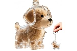 AINXTOLM Dog Hair Collector Keychain Charm Memorial Storage Box,Pet Hair Storage Keychain,K-eychain for Collecting Dog Hair,Pet H-air Keepsake,Clear D-og K-eychain H-air Storage Bottle