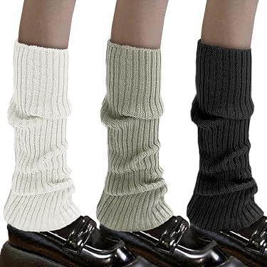WUSJCOF Scaldamuscoli Donna, Autunno e Inverno Scaldapolpacci, Scaldamuscoli a Maglia Senza Piede, Calzettoni Lunghi (Grigio