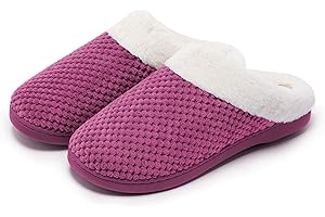 Kuako Chaussons Doublées en Peluche Femme Anti-dérapant À Mémoire D'intérieur Hiver Confort Chauds Accueil Pantoufles, Noir, 36/37 EU