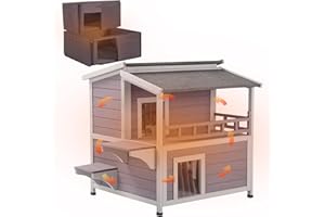 Aivituvin Insulated Outdoor Cat House for Winter Weatherproof Outside Feral Cat Shelter with Liner