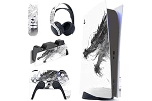 PlayVital Skin für ps5 Konsole Regular Edition,Aufkleber Vinyl-Skin Stickers Schutzfolie Folie für PS5 Konsole,Controller,Ladestation, Headset,Medienfernbedienung-Nebelgeborener Drache