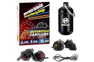 Naiicute Tapón oído Moto 2 pares con cordón silicona, Reducción del ruido del viento y El tráfico sigue siendo audible, Protección auditiva para motociclistas, carreras y giras, Tapones reutilizables