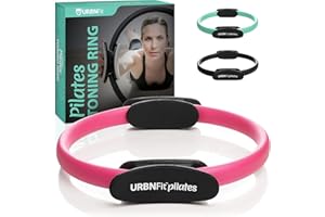 URBNFit Pilates Ring - Fitness Circle, Pelvic Floor Exerciser and Thigh Toner w/Non-Slip, Dual Grip, Foam Pads and Bonus Workout Guide - Colour