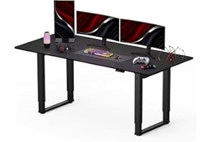 SANODESK Escritorio Elevable Eléctrico (180x80 cm) - Escritorio para Juegos, Gaming Mesa, Escritorio Regulable en Altura con 4 Patas, 2 Motores potentes, Control de Memoria (Negro)