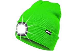 ATNKE LED Lumineux Bonnet Chapeau, USB Rechargeable 4 LED Chapeau de Course Lampe Frontale Étanche Lumière Hiver Cadeaux pour Hommes et Femmes
