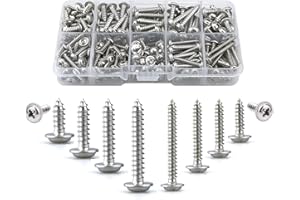 LEMIYOO M3,M4 Self Tapping Screws Metal With Washers,280 pcs Pan Head Stainless Steel Drilling Wood Screw Assortment Kit,10 Types(8/10/12/16/20/25mm),Round Countersunk Machine Screw Fasteners(Silver)