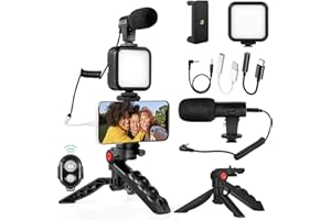 IBISTORA Komplettes Vlogging-Kit: YouTube Starter Kit mit Mikrofon, LED-Licht, Stativ, Fernbedienung - Perfekter Studio Creator Video Maker für YouTube, Instagram, Facebook Live