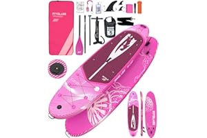 FIVELAKE Tavola gonfiabile per adulti, 335 cm, con accessori per paddleboard SUP, pagaia regolabile, pompa, zaino da viaggio, guinzaglio, borsa impermeabile