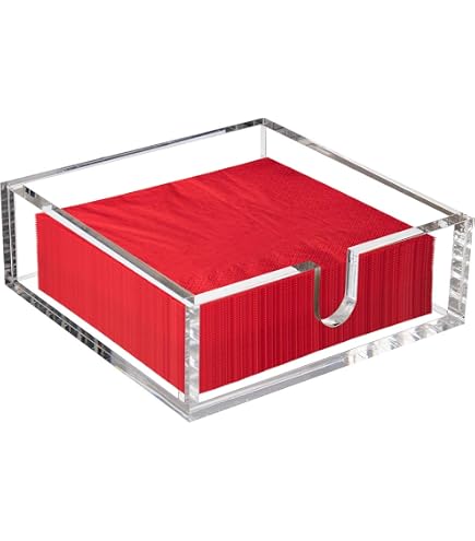 Clear Acrylic Cocktail Napkin Holder – Holds 5x5 Napkins, 8mm Thick Base, U-Shape Design For Kitchen, Bar, Restaurant
