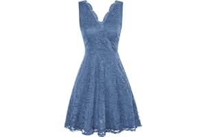 GRACE KARIN Robe d'été sans Manches en Dentelle Moulante pour Femme élégante Robe mi-Longue à col en V