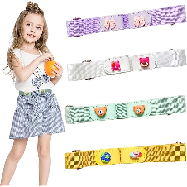 4er Set Elastische Kindergürtel Mit Magnetverschluss - Stretch-Gürtel Für Mädchen & Jungs