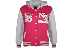 A2Z 4 Kids Enfants Filles Garcons Unisexe Baseball NY ATHLATIC Encapuchonné Veste Varsity Sweat À Capuche Âge 5-13 Ans