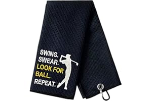 TUONYIS Asciugamano da Golf, Asciugamano da Golf per la Pulizia Asciugamano da Golf in Microfibra per Borsa da Golf con Clip Unisex Adulto Molto Assorbente, Panno per la Pulizia del Golf (Nero)