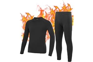 Roadbox Boys Thermal Underwear Set - Kids Fleece Lined Tops & Bottom Compression Soft Long Johns Base Layer for Skiing