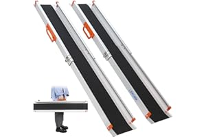 ‎LIEKUMM LIEKUMM 2 x 122,5-214 cm Rollstuhlrampe für Treppen, 300 kg Tragkraft Rollstuhlrampe für Rollstuhl & Scooter, Auffahrrampe für Türschwellen, Bordsteine, Stufen, Elektro-rollstühle, Fahrräder