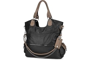 VINBAGGE Leather Ladies Bags Washed Vegan Leather Bags for Women Large Capacity Multiple Pockets Cross Body Shoulder Bags,Tote Purse