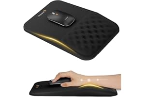 ProtoArc Mouse Mat Wrist Support, Ergonomic Mouse Pad with Massage Design for Pain Reilef, Non-Slip PU Base, Soft Memory Foam, Lycra Mousepad for Computer, Laptop, Office, Desk, MP50, Black
