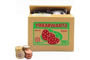 Auped Money Box Moneda Hucha Electrónica Automática Gato Blanco Savings Bank significativo para niños. (Gato Blanco Fresa)