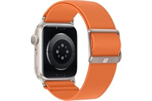 Bisikor Braided Straps Compatible with Apple Watch Band 49 46 45 44 42 41 40 38mm Women Men Stretchy Solo Loop Nylon Strap for iWatch Ultra 2 SE Series 10 9 8 7 6 5 4 (38/40/41/42, Orange)