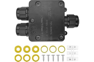 Tekenewbse Abzweigdose Wasserdicht IP68, Kabelverbinder Wasserdicht, Verteilerdose, Klemmdose, 3 Wege Wasserdichte Abzweigdose Elektrische Anschlussdose für Kabel mit Ø 5-15 mm, Schwarz