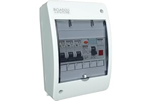 RoadEu - Leitungsschutzschalter - Komplett mit Leuchtmelder Signalleuchte LED - Fi Schutzschalter 40A - 16A Sicherungsautomat und 10A "B" in einem Aufputz Verteilerkasten