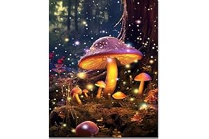 ARTOWN Peinture par Numero Adulte Enfant,DIY Peinture Acrylique pour Adultes débutants Facile sur Toile 40×50 cm,4 Pinceaux et Peintures Acryliques-Merveilleux Champignons(sans Cadre)