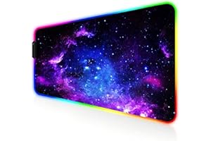UCMDA RGB Tapis de Souris Gaming - Grand Tapis de Souris XXL 800x300mm, 14 Modes LED Lumineuse Mouse Pad, Mouse Pad Rétroéclairage, Surface Antidérapante pour Gamer, Ordinateur, PC, Ciel étoilé